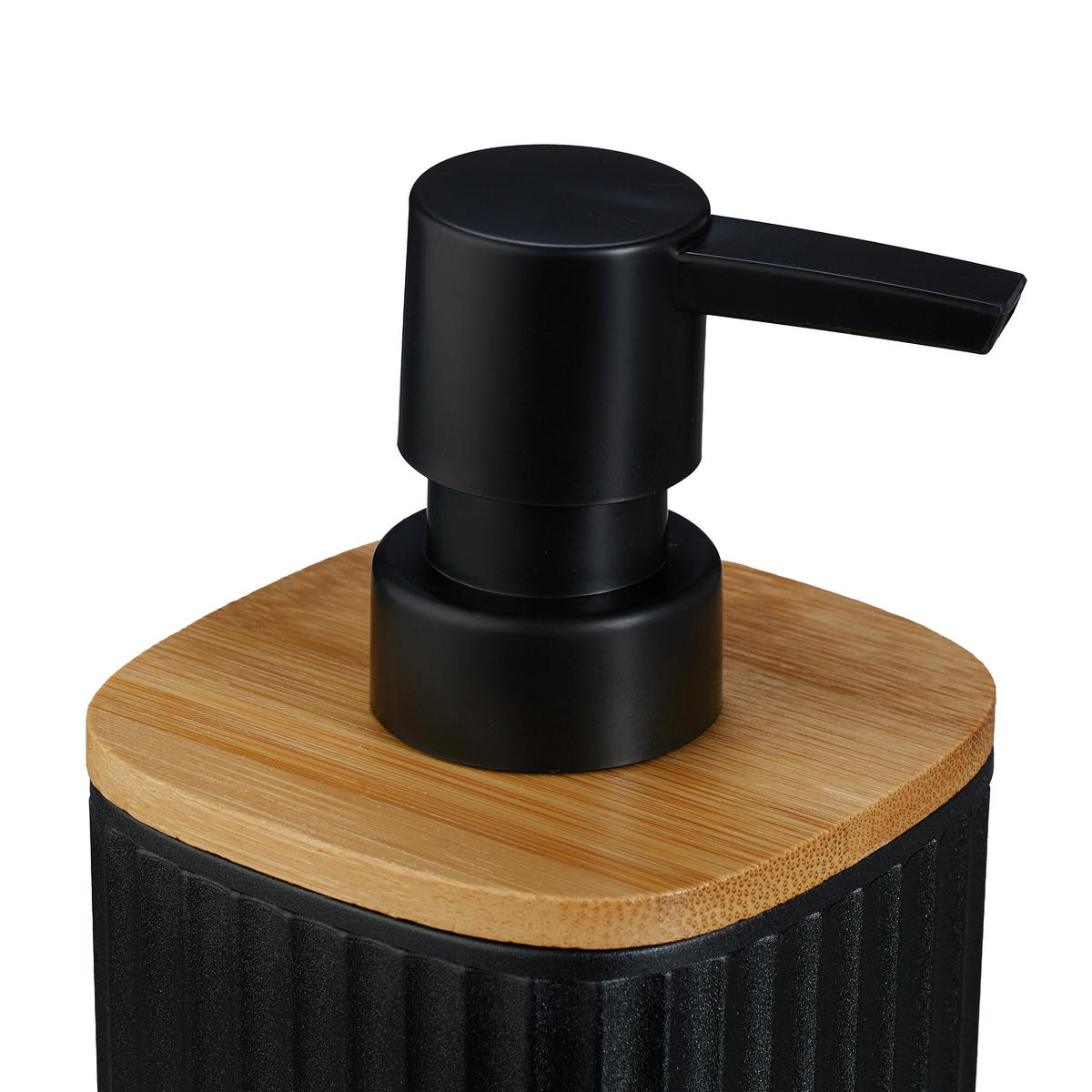 BADEZIMMER-SET 6-tlg. - Schwarz, Holz/Kunststoff (18/27/18cm) - Relaxdays