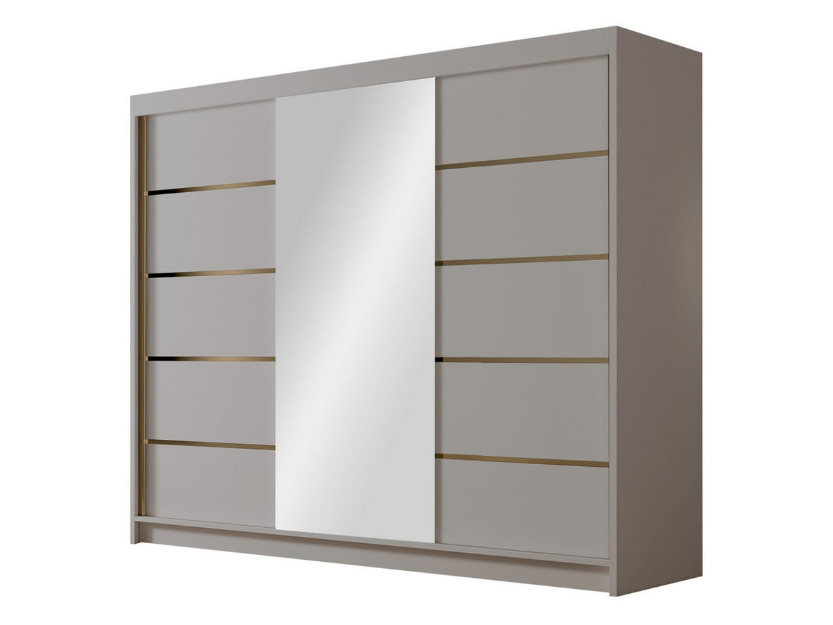 SCHIEBETÜRENSCHRANK Amber VI - Goldfarben/Naturfarben, Holzwerkstoff/Metall (250/215/58cm) - MIRJAN24