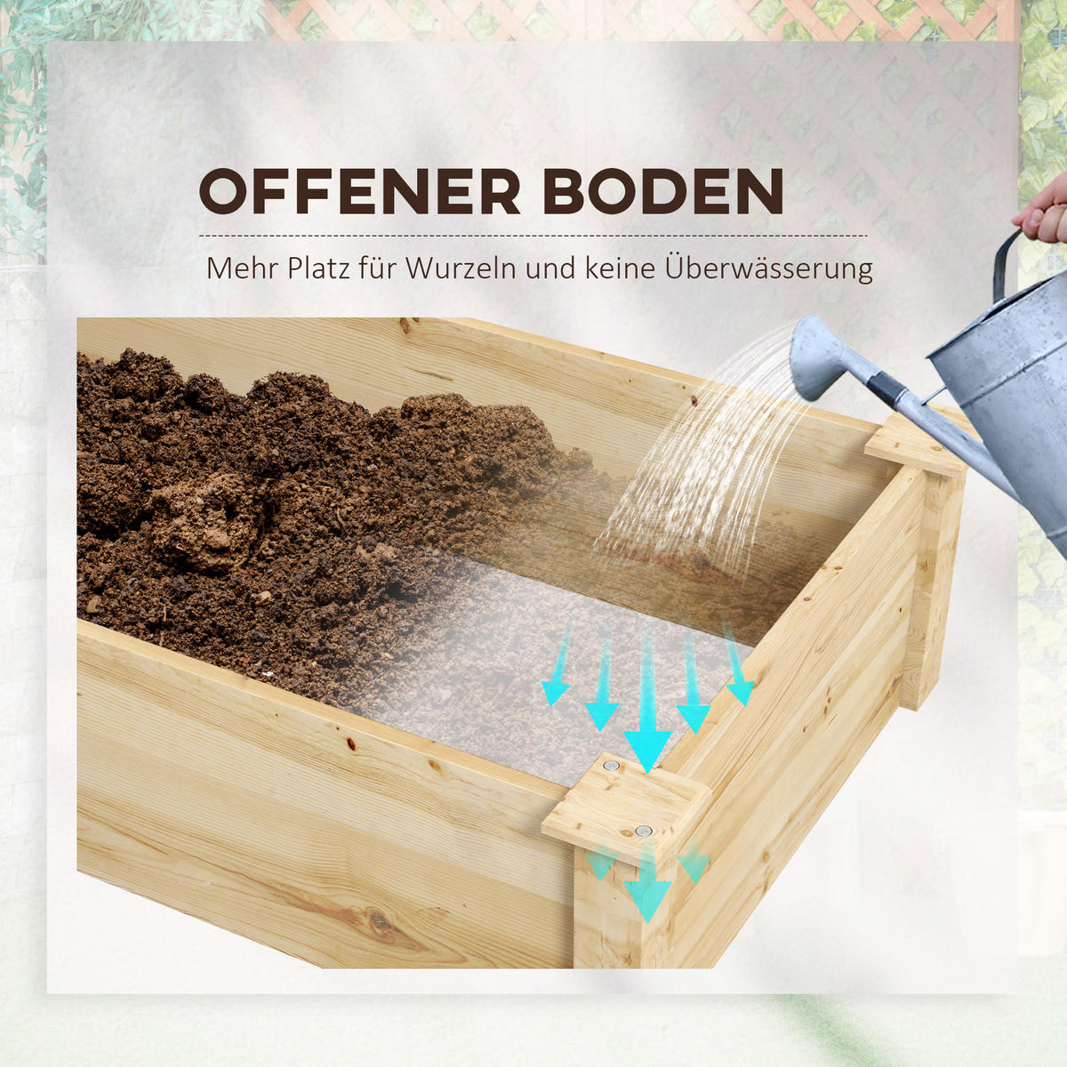 ERHÖHTES Pflanzenbeet, Naturfarben - Naturfarben, Holz (60/25/237cm) - Outsunny
