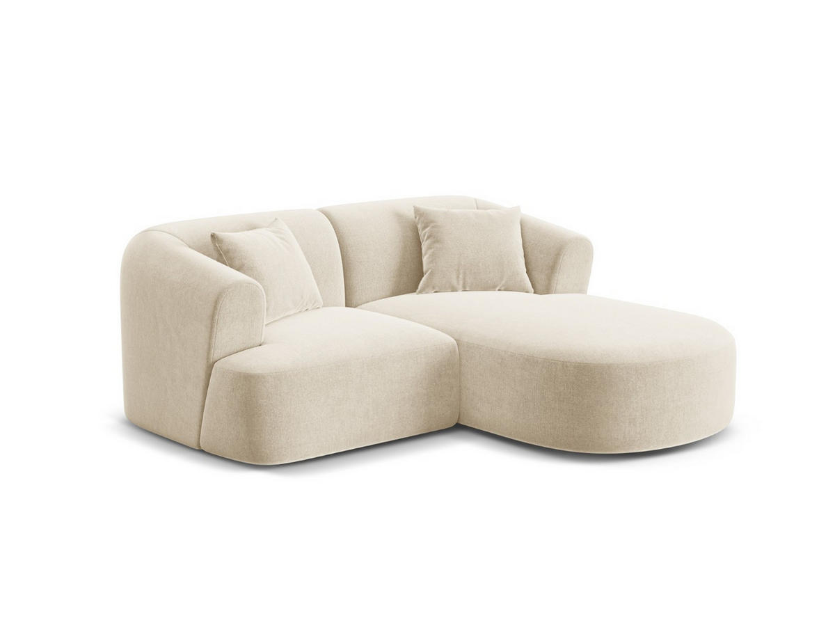 MODULARES-ECKSOFA rechts Campi aus Samt leichtes beige 3 Sitzplätze - Creme, Textil (156/180cm) - Cosmopolitan Design