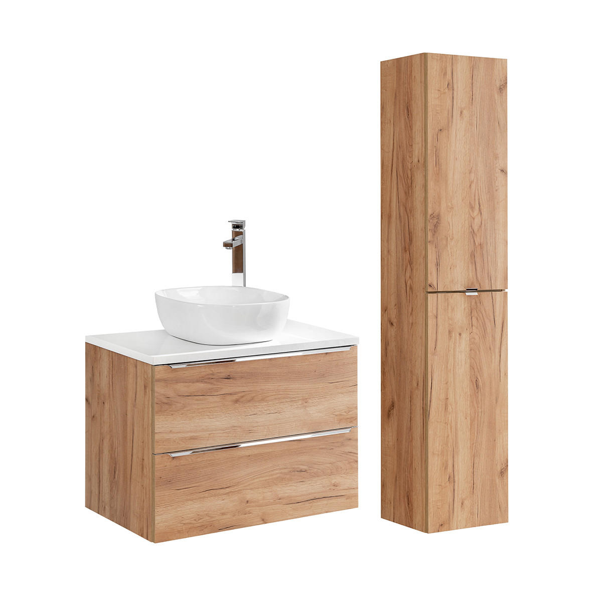 BADMÖBEL 80.4cm April 2er-Set Holz - Braun, Holzwerkstoff (80.4/59/46cm) - Petits-meubles