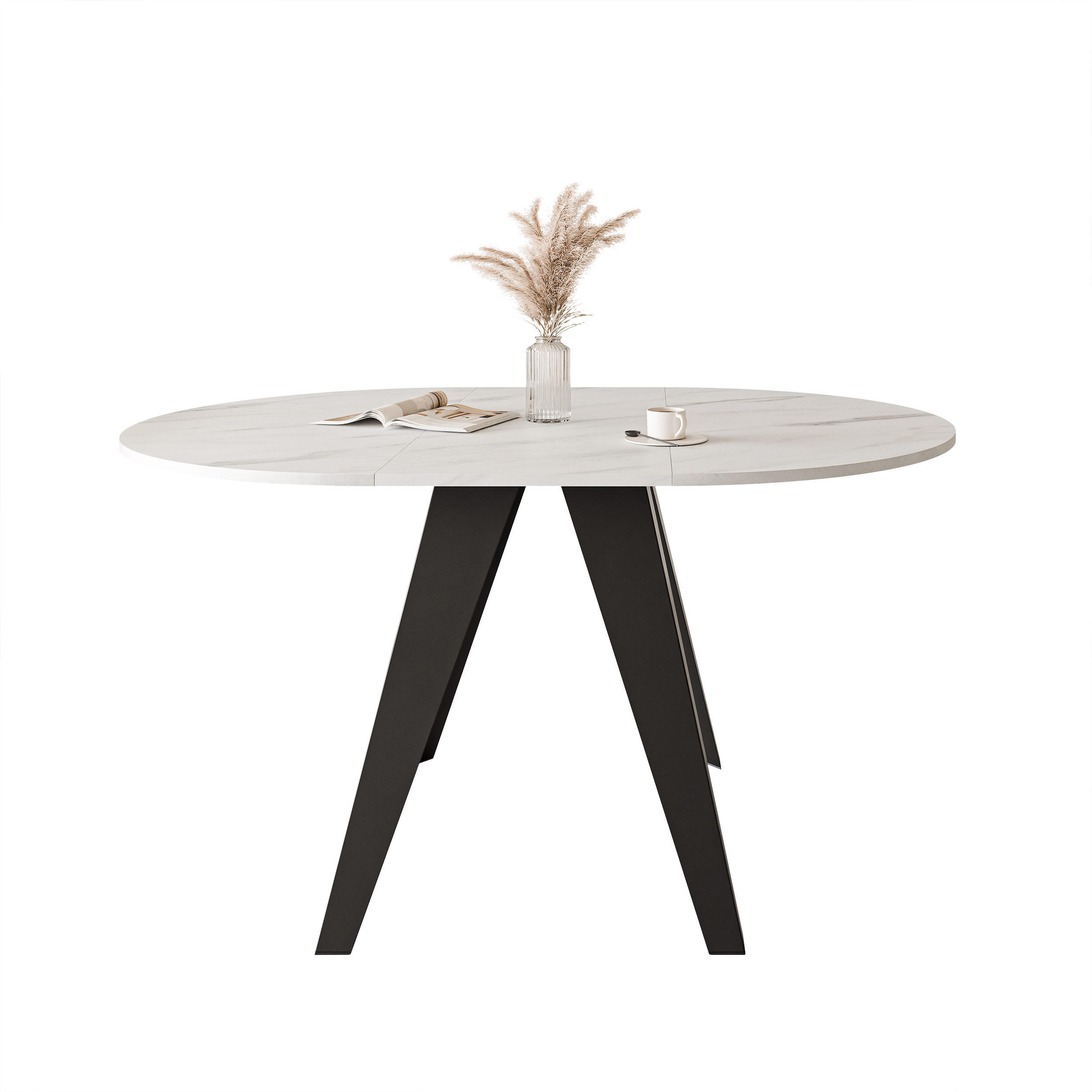 ESSTISCH ausziehbar auf MDF, Weiß - Schwarz/Weiß, Holzwerkstoff (100/100/76cm) - Idohome