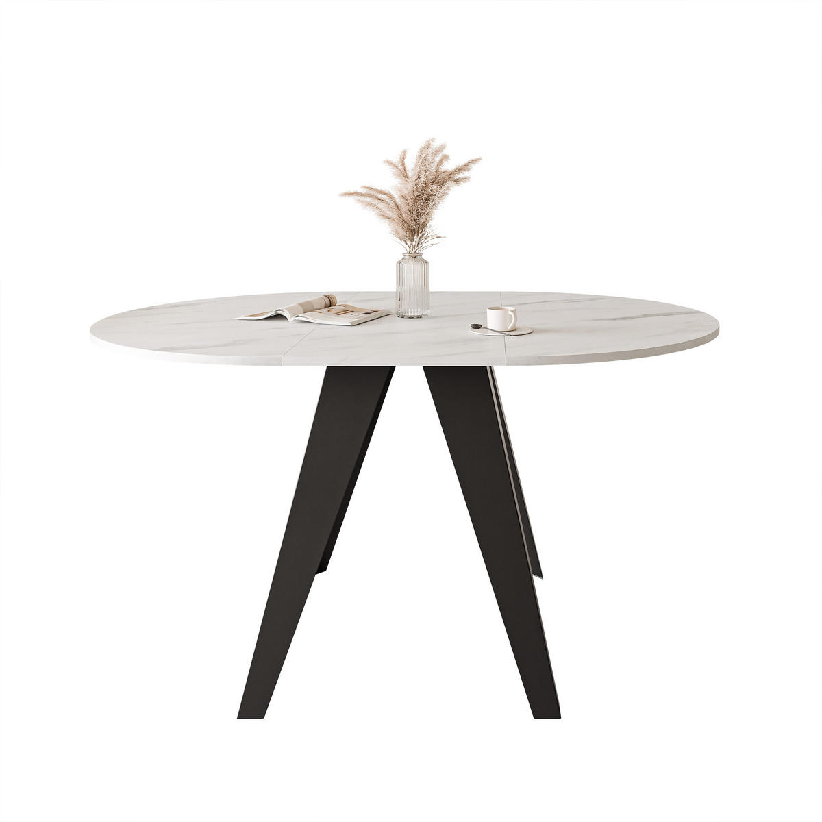 ESSTISCH ausziehbar auf MDF, Weiß - Schwarz/Weiß, Holzwerkstoff (100/100/76cm) - Idohome
