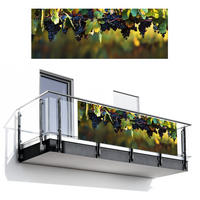 BALKON-SICHTSCHUTZ Trauben - Wein - Natur - Grün - Weinrot, Kunststoff (300/110cm) - MuchoWow