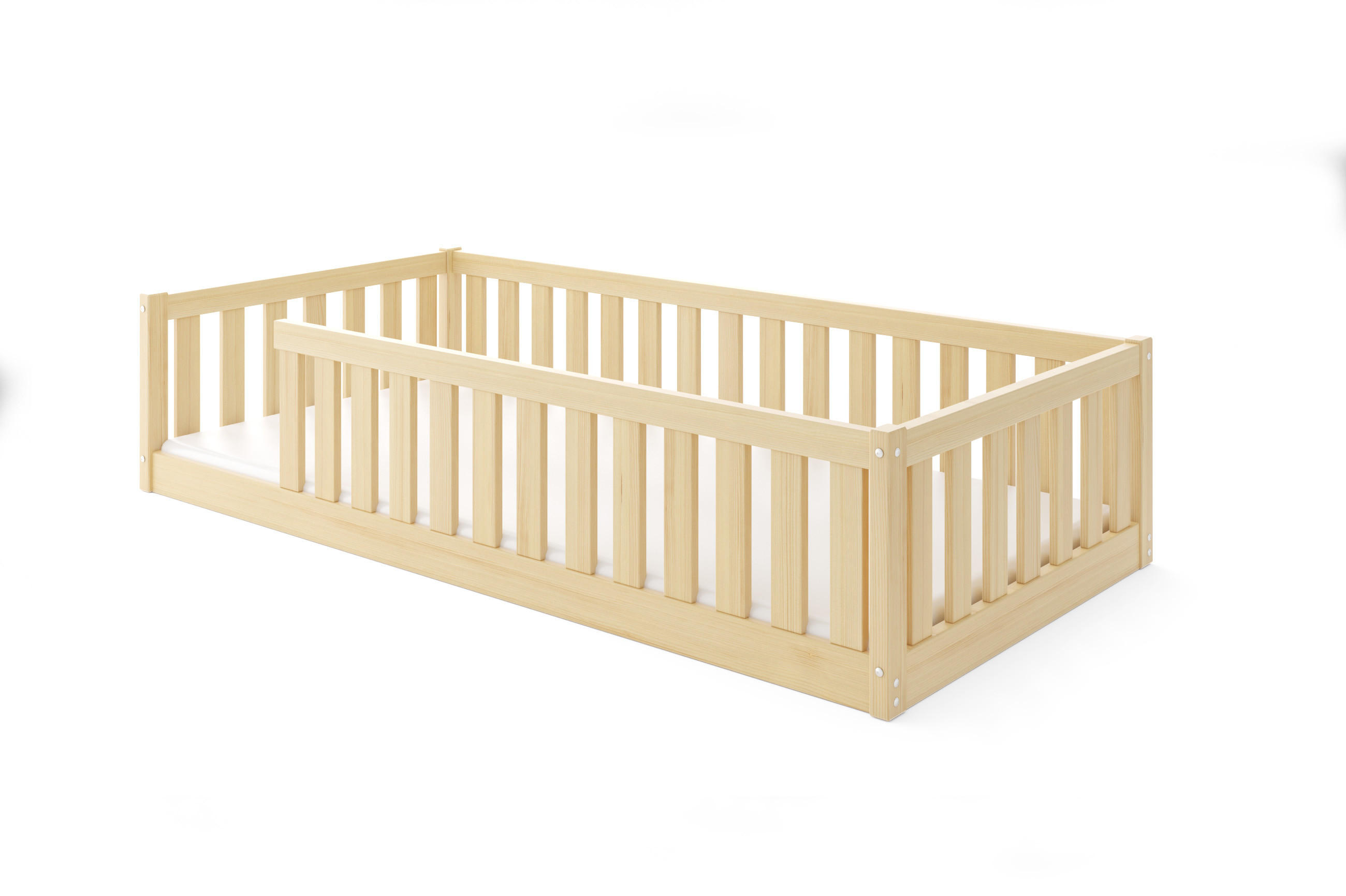 BODENBETT Bella 160x80 mit Rausfallschutz & Lattenrost Kinderbett aus Holz - Naturfarben, Holz (80/160cm) - Interbeds
