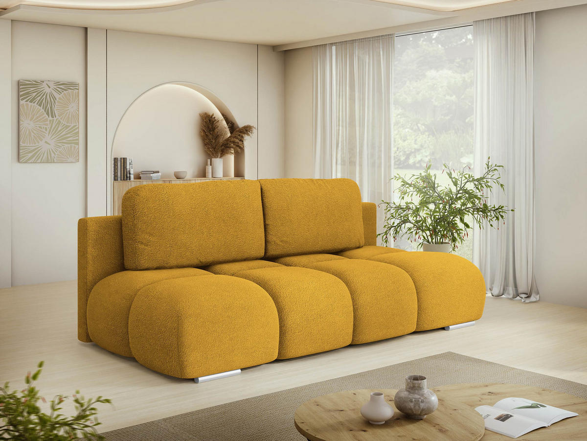SCHLAFSOFA Honey Mini - Currygelb/Schwarz, Holz/Kunststoff (195/89/90cm) - MIRJAN24