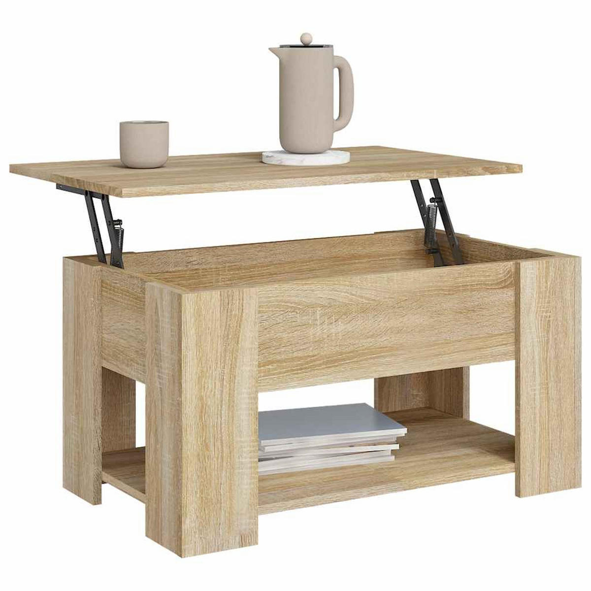 COUCHTISCH 79/49/41 cm aus Holzwerkstoff Sonoma-Eiche mit Höhenverstellbarer Tischplatte, 1 Ablagefläche - Sonoma Eiche, Holz (49/79/41cm) - vidaXL