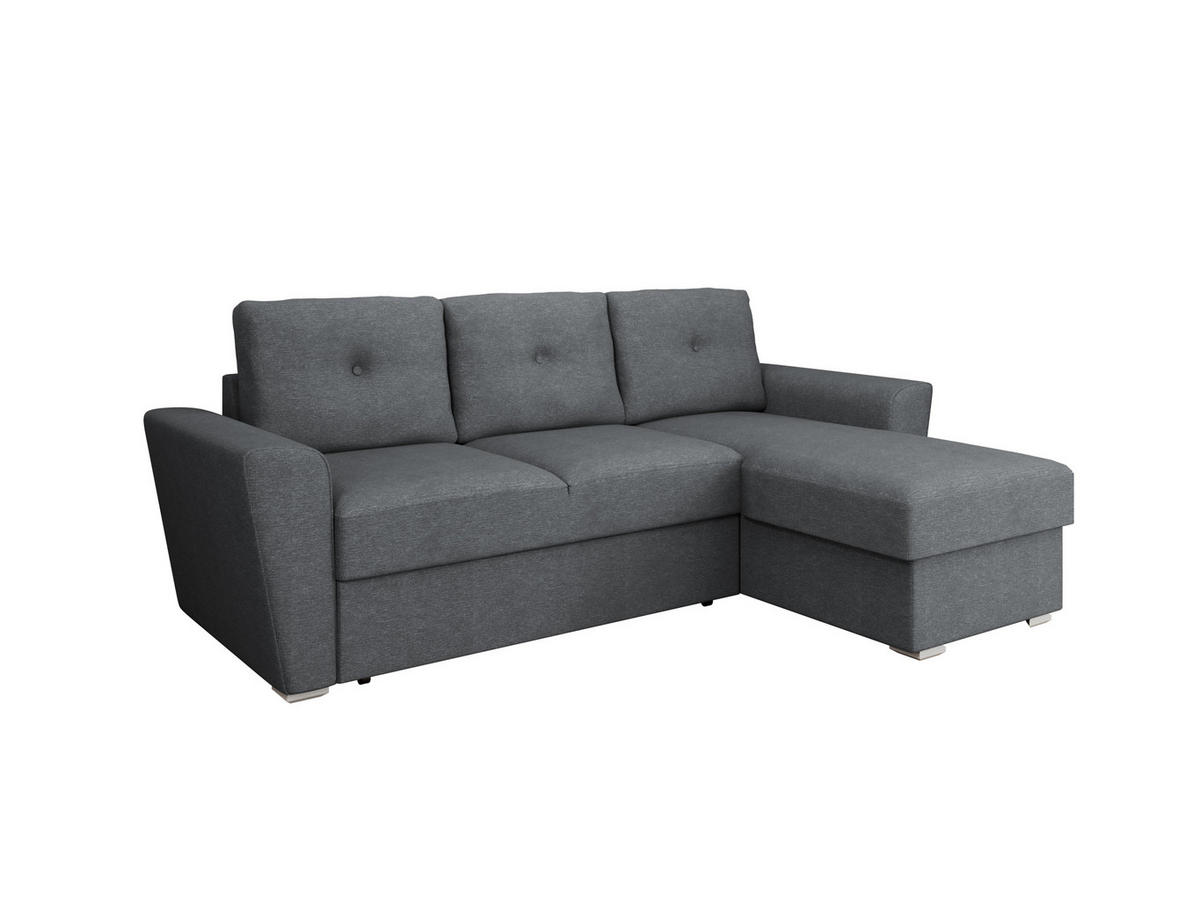 ECKSOFA Bellano Ecksofa L-Form - links oder rechts montierbar, dunkelgrau - Dunkelgrau, Holz (243/156cm) - Panda Möbel