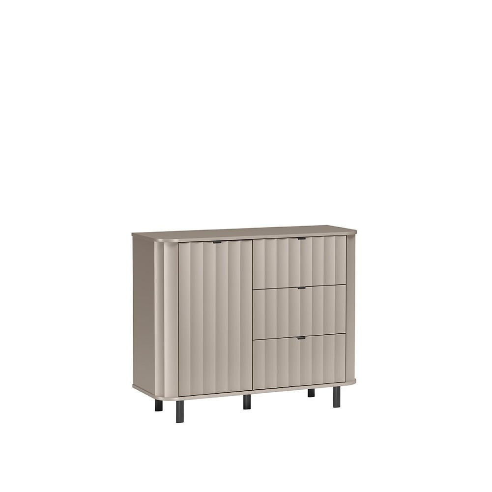 KOMMODE MODERNO 111/91/40,5cm mit 3 Schubladen 1 Türen Beige - Beige, Holzwerkstoff (111/91/40.5cm) - MASSENO