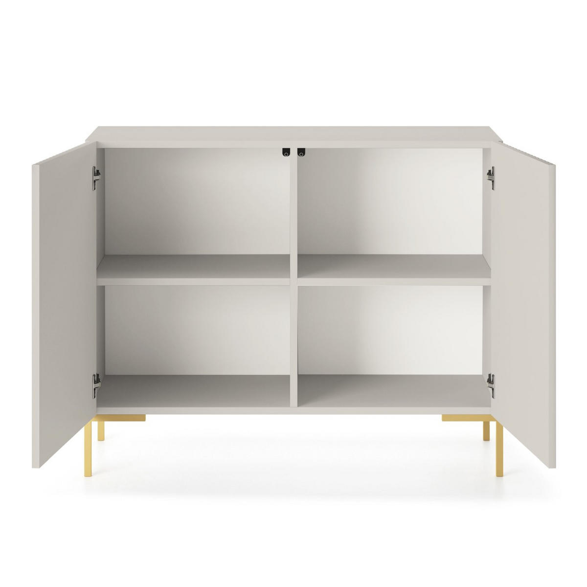 SIDEBOARD Lammelo Greige mit Metallbeinen 92 cm - Taupe/Goldfarben, Holzwerkstoff/Metall (92/75/37cm) - Selsey
