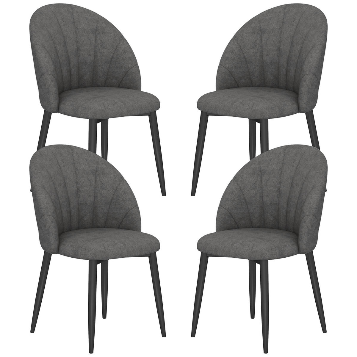 ESSZIMMERSTÜHLE DE-06840 4er-Set Samtoptik mit Stahlbeinen Grau - Dunkelgrau, Textil/Metall (52/79/54cm) - ComfortXL