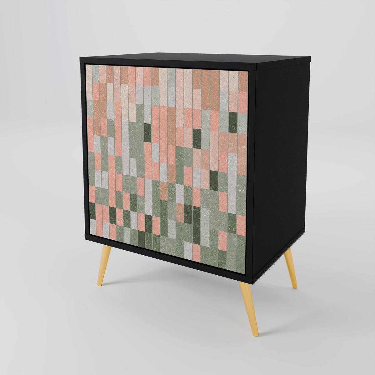 SIDEBOARD BUILDING THE FUTURE, Schwarz, 57,5x42x70,5 cm, Schwarze Metall-Sternfüße - Multicolor/Schwarz, Holzwerkstoff/Metall (57.5/70.5/42cm) - SpaceRebels