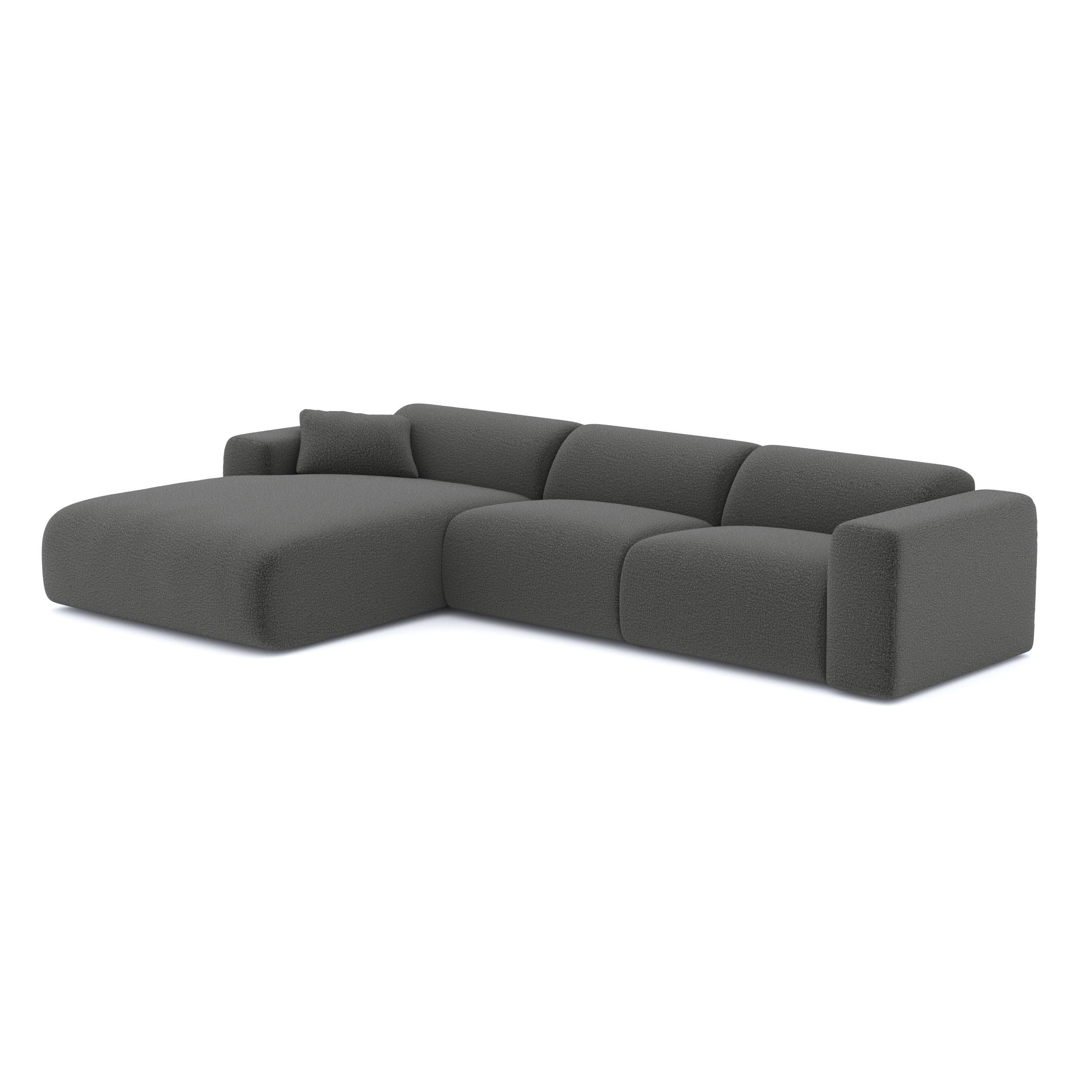 ECKSOFA LINKS Bouclé-Stoff Graphitgrau 280cm - Graphitfarben/Grau, Textil (165/280cm) - Sia Home