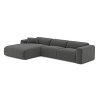 ECKSOFA LINKS Bouclé-Stoff Graphitgrau 280cm - Graphitfarben/Grau, Textil (165/280cm) - Sia Home