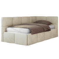 JUGENDBETT ARVO 90/200 - Beige Velvet - Multipocket-Matratze - Rechts Seite - Beige, Textil (90/200cm) - MKS