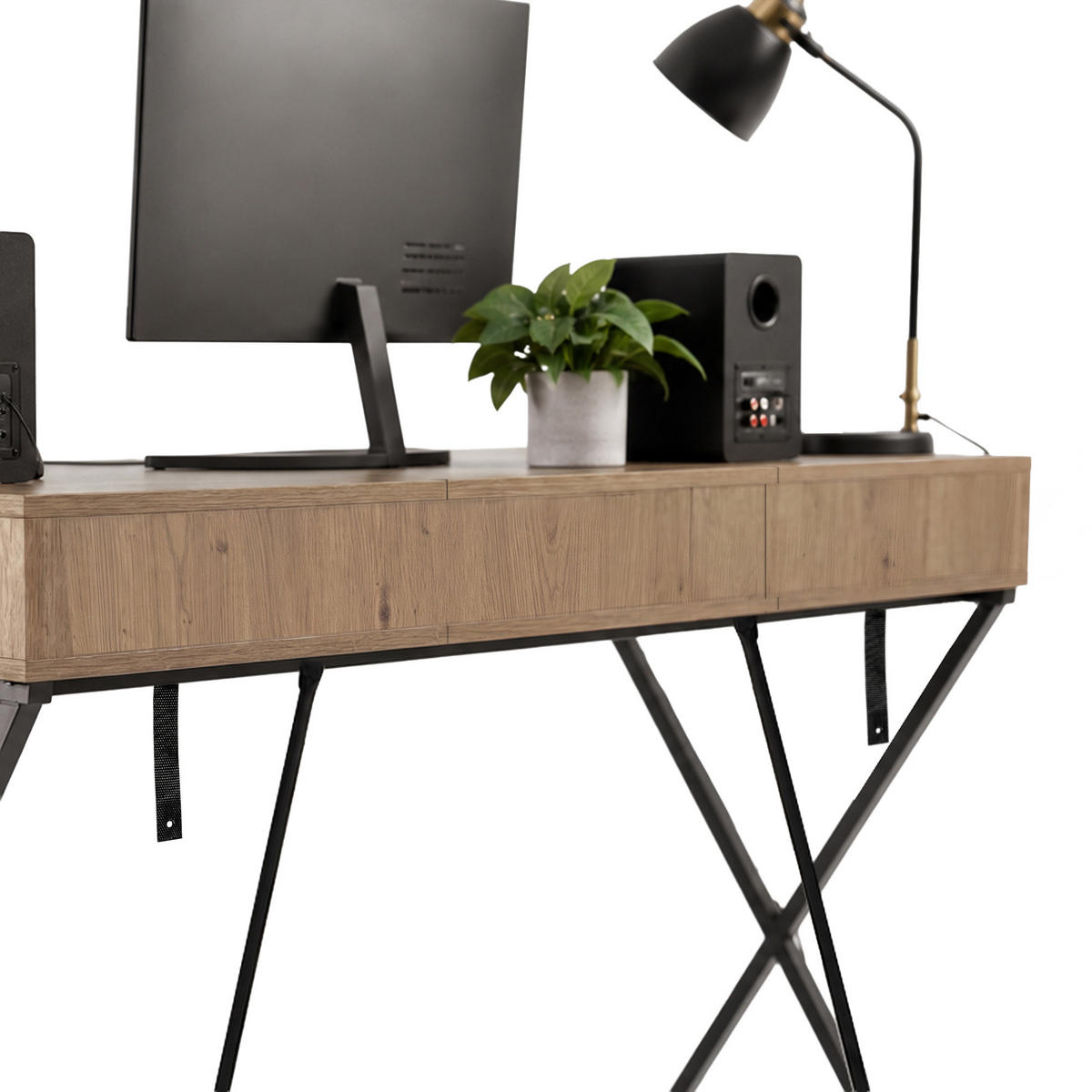 SCHREIBTISCH CROSSLINE 120 cm Eiche Artisan - Schwarz/Eiche Artisan, Holzwerkstoff (50/120/80.5cm) - Akord