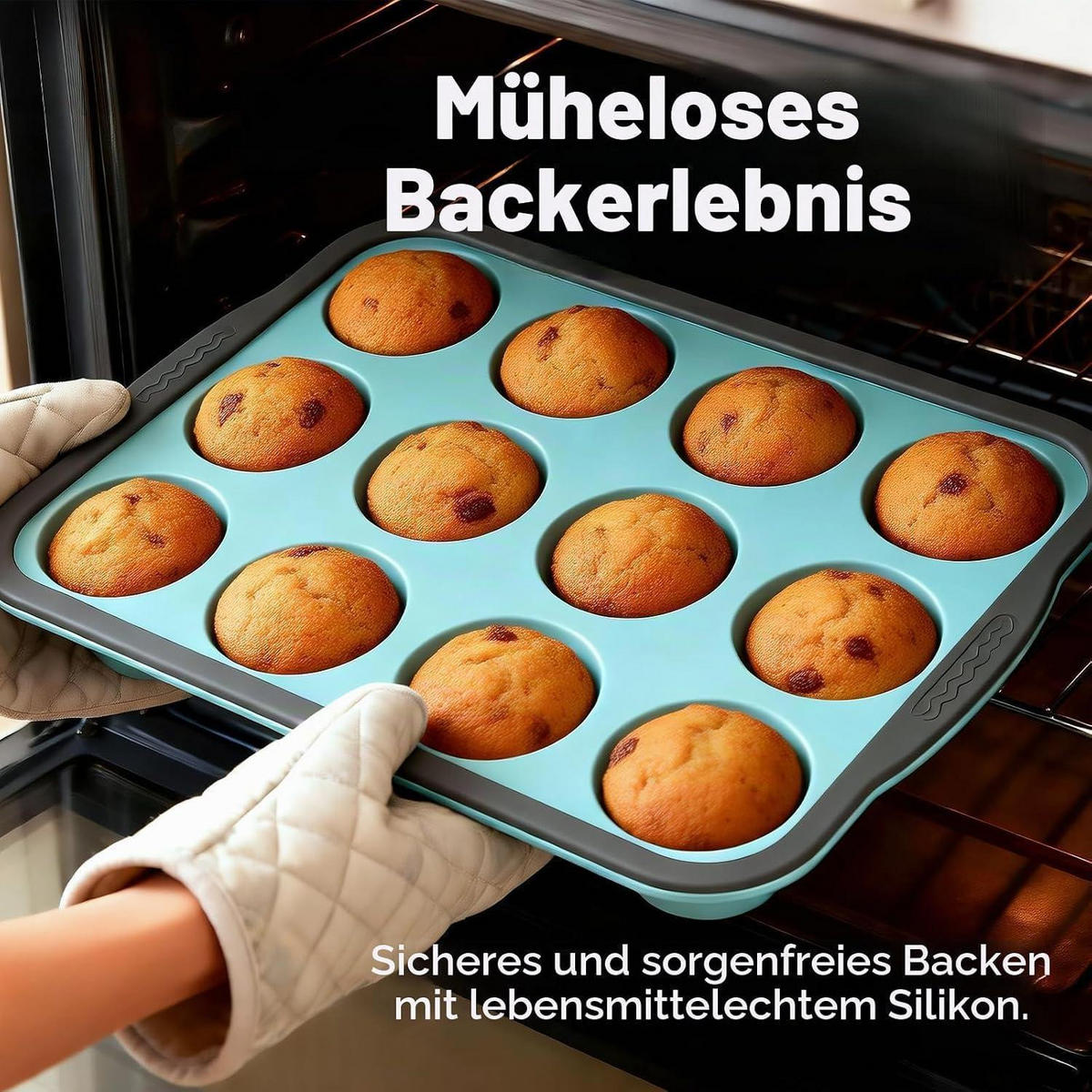 MUFFINBACKFORM 2-teiliges Set Silikon mit Metallrahmen 12er - Blau, Kunststoff (22/3.5/31cm)