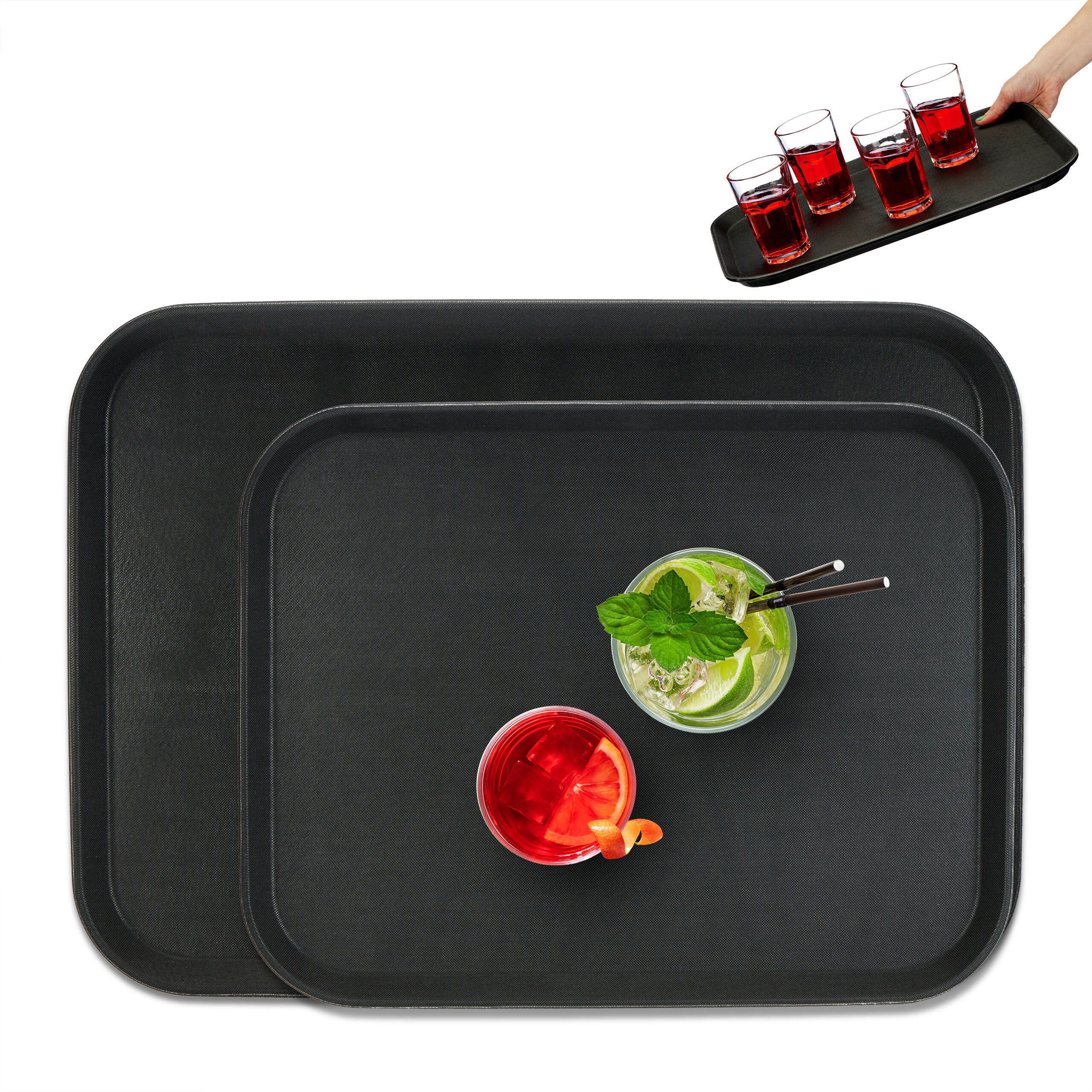 Relaxdays PODNOS Černý 2dílný-set protiskluzový 46x35 cm