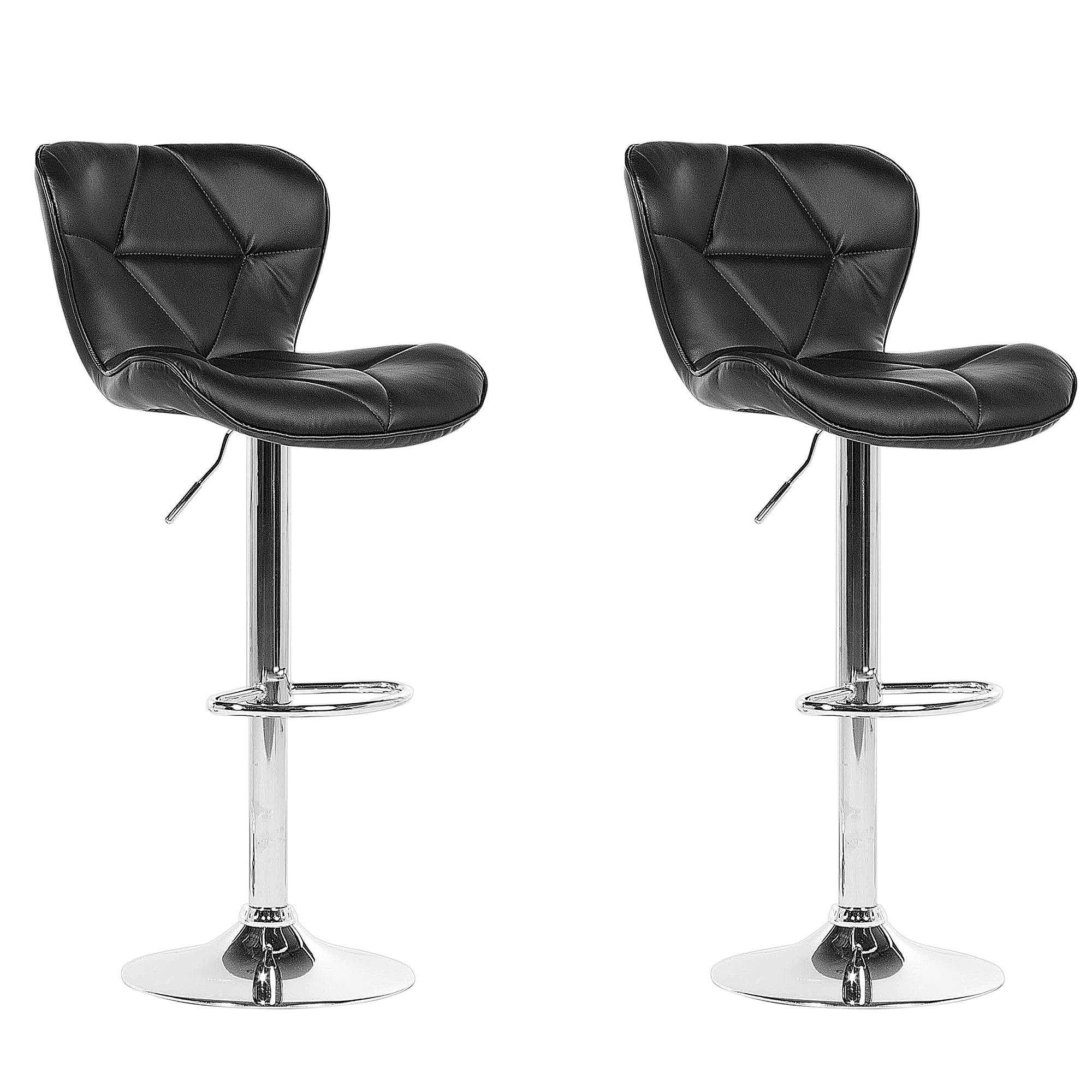 SCAUN DE BAR set de 2 piele ecologica negru Valetta