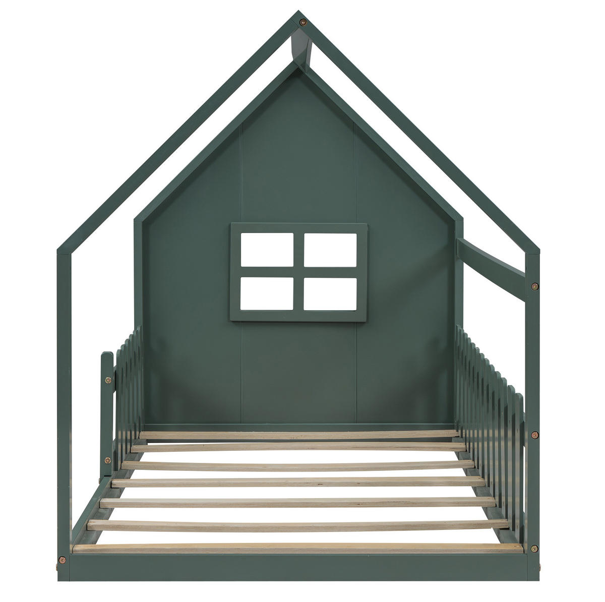 HAUSBETT 90/200 cm in Grün aus Kiefer und MDF im Haus-Design - Grün, Holz (90/200cm) - OKMYHOME