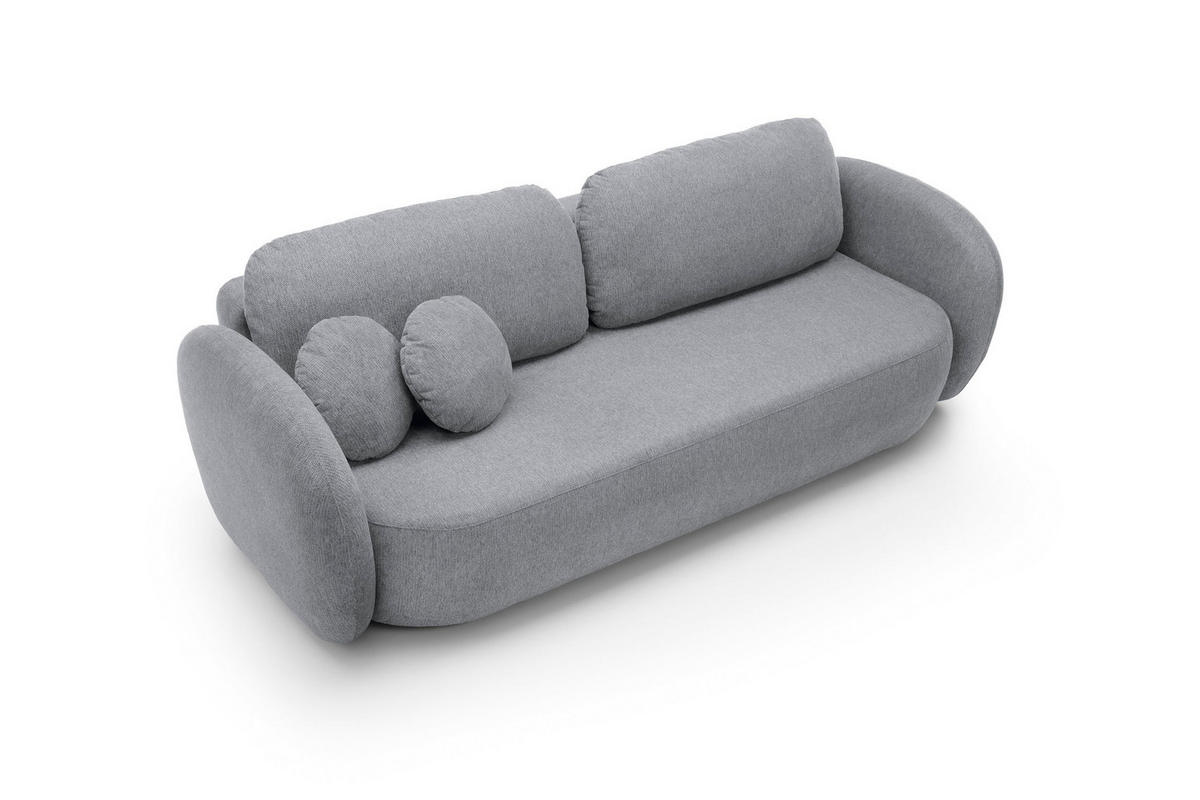BETTSOFA AMICO Grau Geflochtener Stoff mit Schlaffunktion - Grau, Holz (238/86.5/101cm) - MASSENO