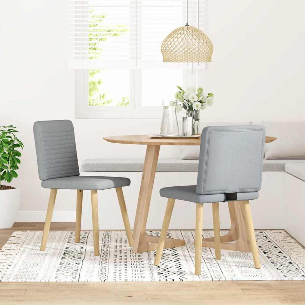 ESSZIMMERSTÜHLE 2 Stk. Hellgrau Stoff 45*54*86cm - Grau, Metall (45/86/54cm) - ZMH