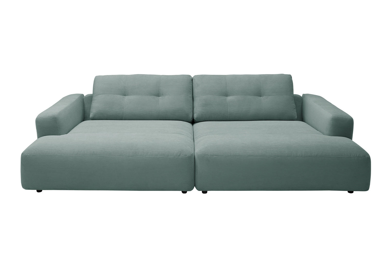 BIG SOFA MIKA Grün Cord - Türkis/Schwarz, Kunststoff/Textil (300/86/167cm) - KAWOLA
