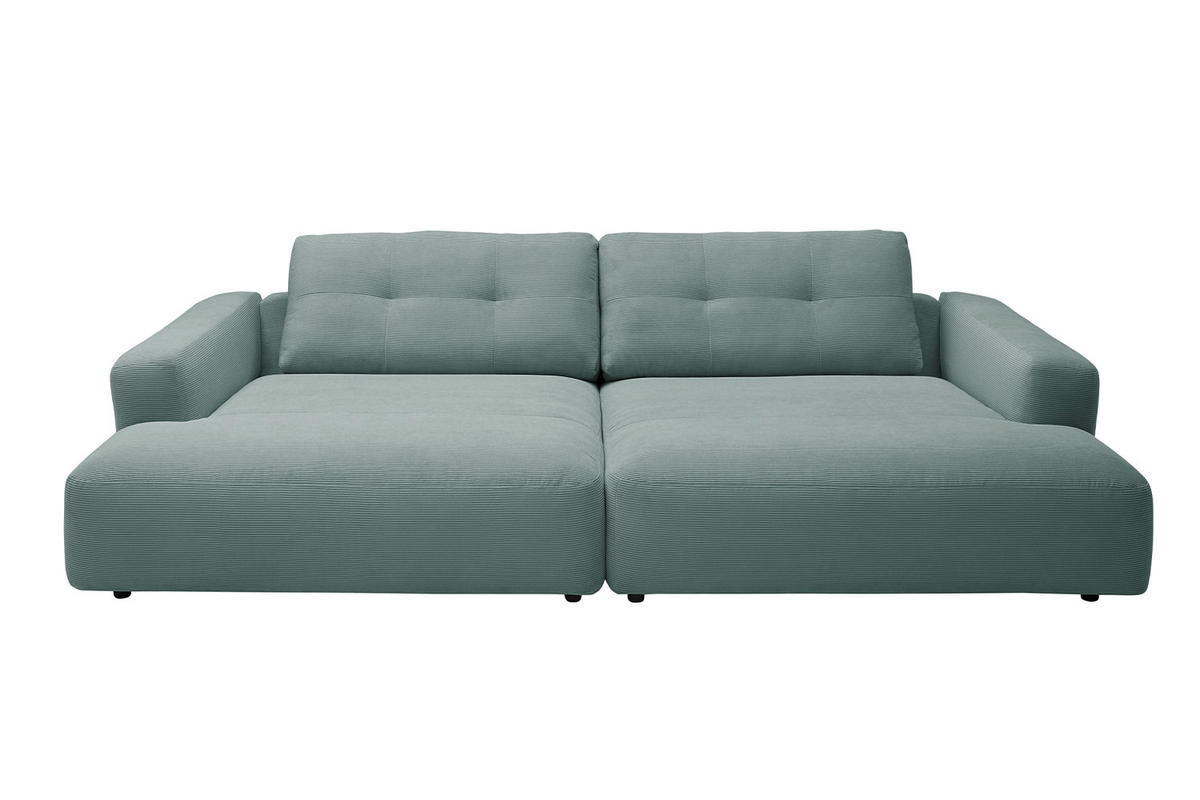 BIG SOFA MIKA Grün Cord - Türkis/Schwarz, Kunststoff/Textil (300/86/167cm) - KAWOLA