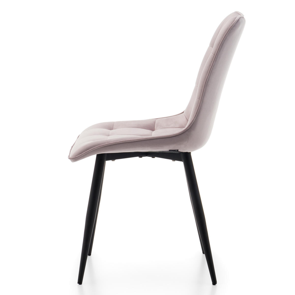 STUHL CHIC gespolsterter mit Steppung - rosa - Samt Velours - Schwarz/Rosa, Metall (50/88/47cm) - NEW HOME