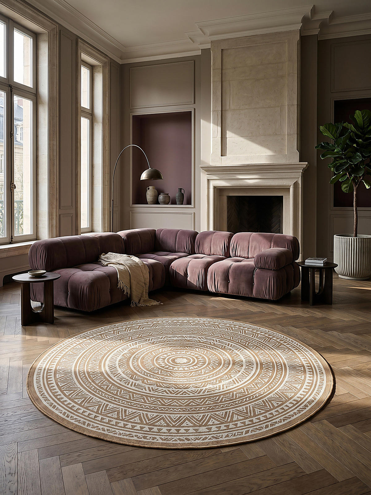 RUNDTEPPICH Orientalisch BORNO Polypropylen Natur 120 x 120 cm - Beige, Textil (120/120cm) - KADIMA DESIGN