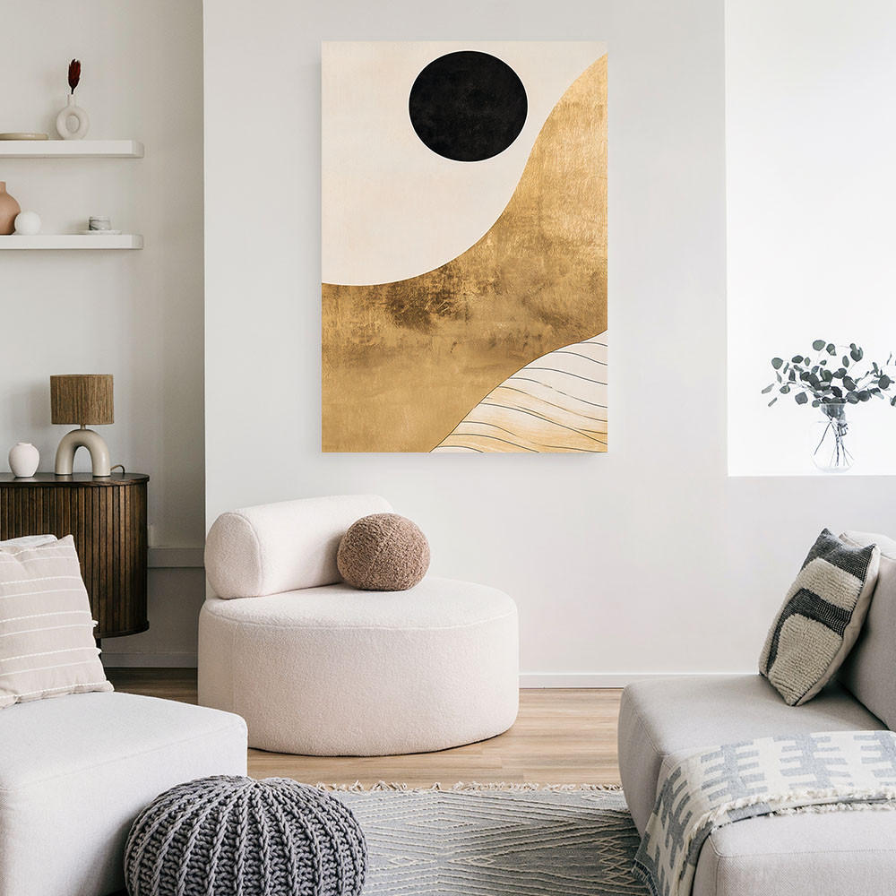 LEINWANDBILD Abstraktion Minimalismus Gold 70x100cm - Beige, Textil (70/100cm) - Feeby