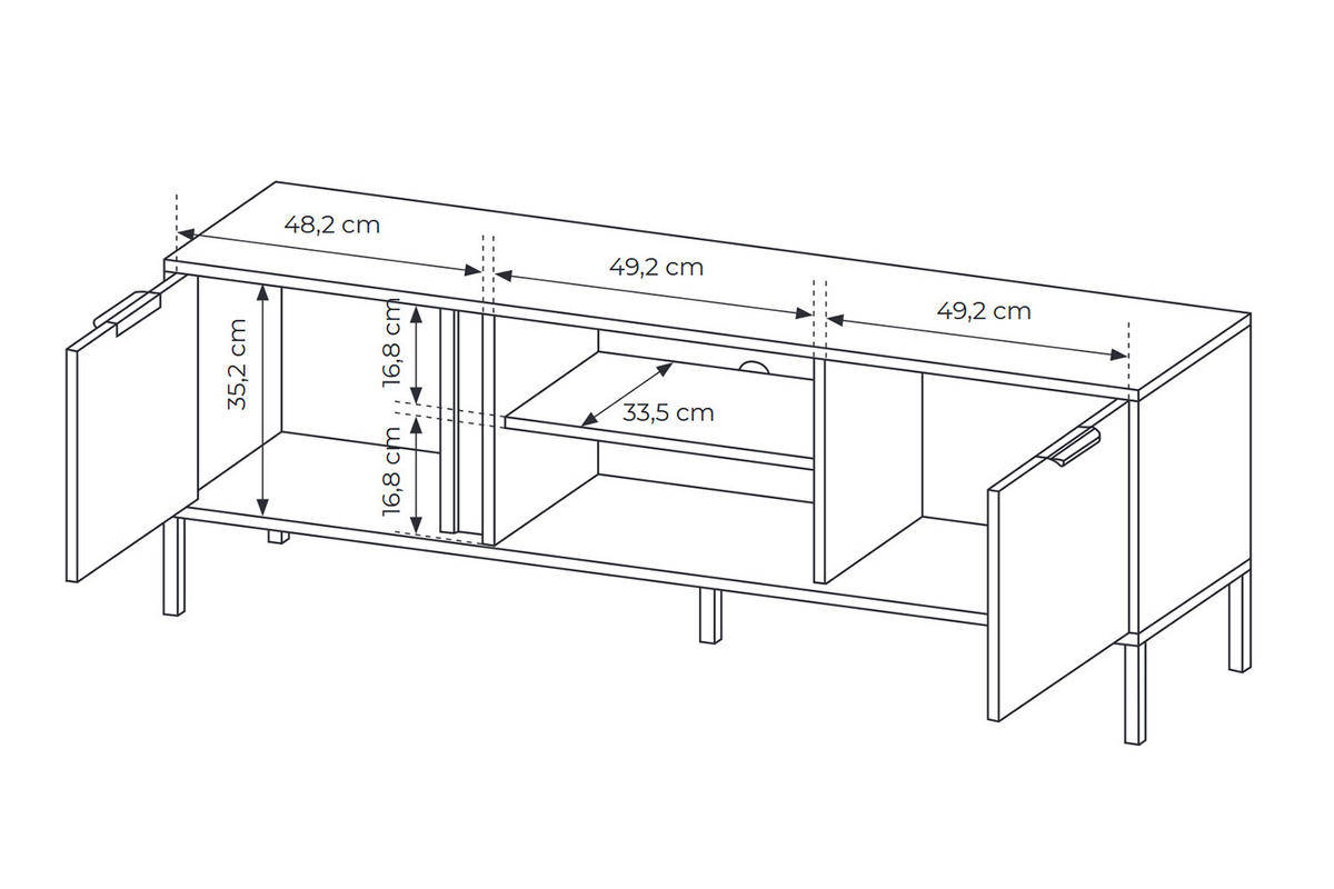 LOWBOARD Lars anthrazit / gold 153,1 / 39,5 / 53,4 cm - Anthrazit, Holz/Holzwerkstoff (153.1/53.4/39.5cm) - Feldmann-Wohnen