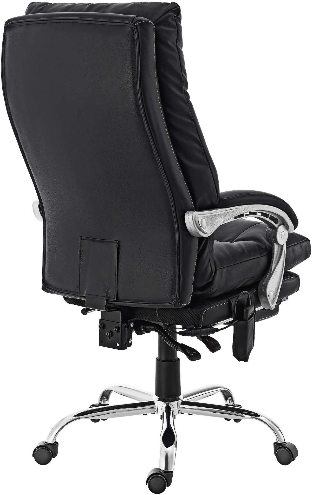 CHEFSESSEL Lederlook Schwarz - Chromfarben/Schwarz, Textil/Metall (64/112/67cm) - CLP