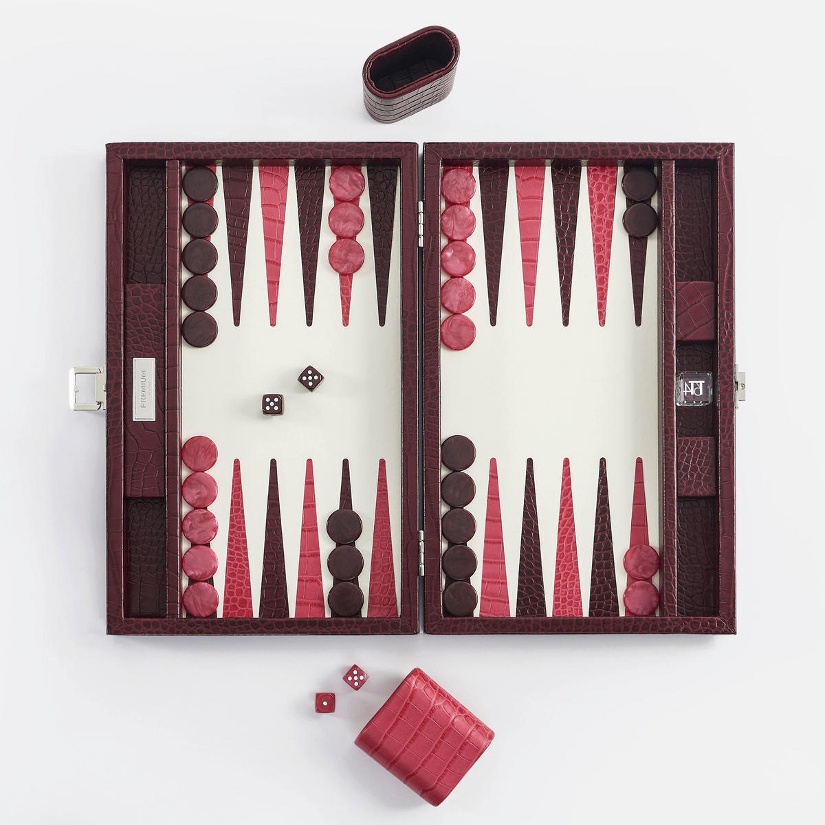BACKGAMMON – Mittel BACKGAMMON Leder Pflaume 38cm - Lila, Leder (38/24cm) - Premium Interiors