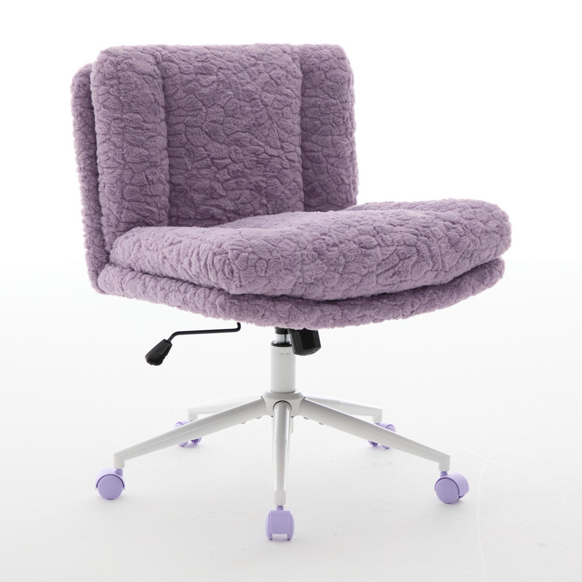 DREHSTUHL 63 cm Violett Kunstfell – Höhenverstellbarer Polsterstuhl mit 360° Drehfunktion Modern - Violett/Lila, Textil (63/86/67cm) - Urban Meuble
