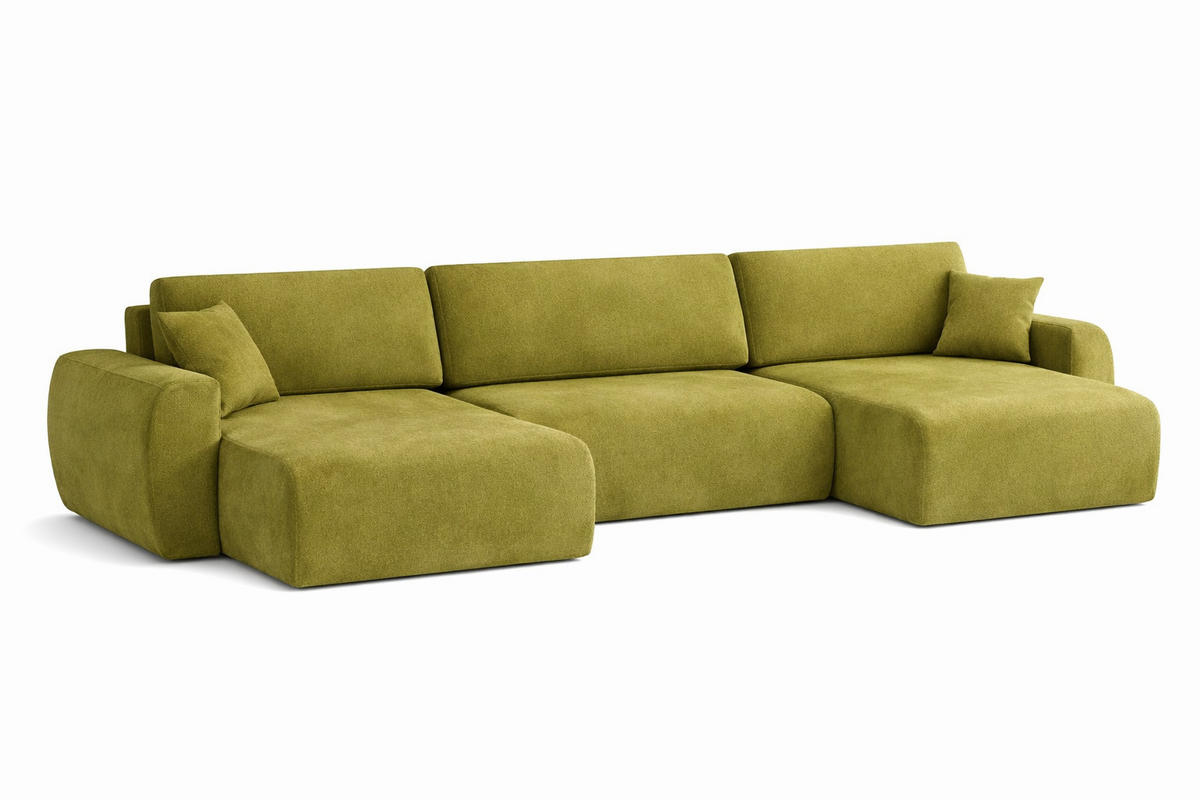 ECKSOFA Mit Schlaffunktion Und Bettkasten U-Form Ariel U, Veloursstoff Salvador, Olive - Olivgrün, Holz (342/142cm) - Kaiser Möbel