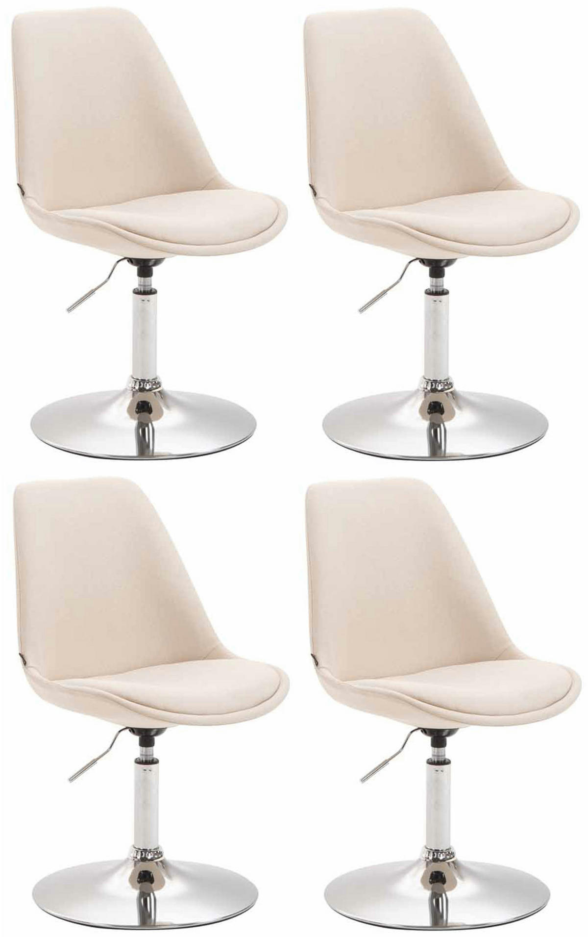 STUHL 4er Set Stoff creme - Chromfarben/Creme, Textil/Metall (48/76/57cm) - CLP