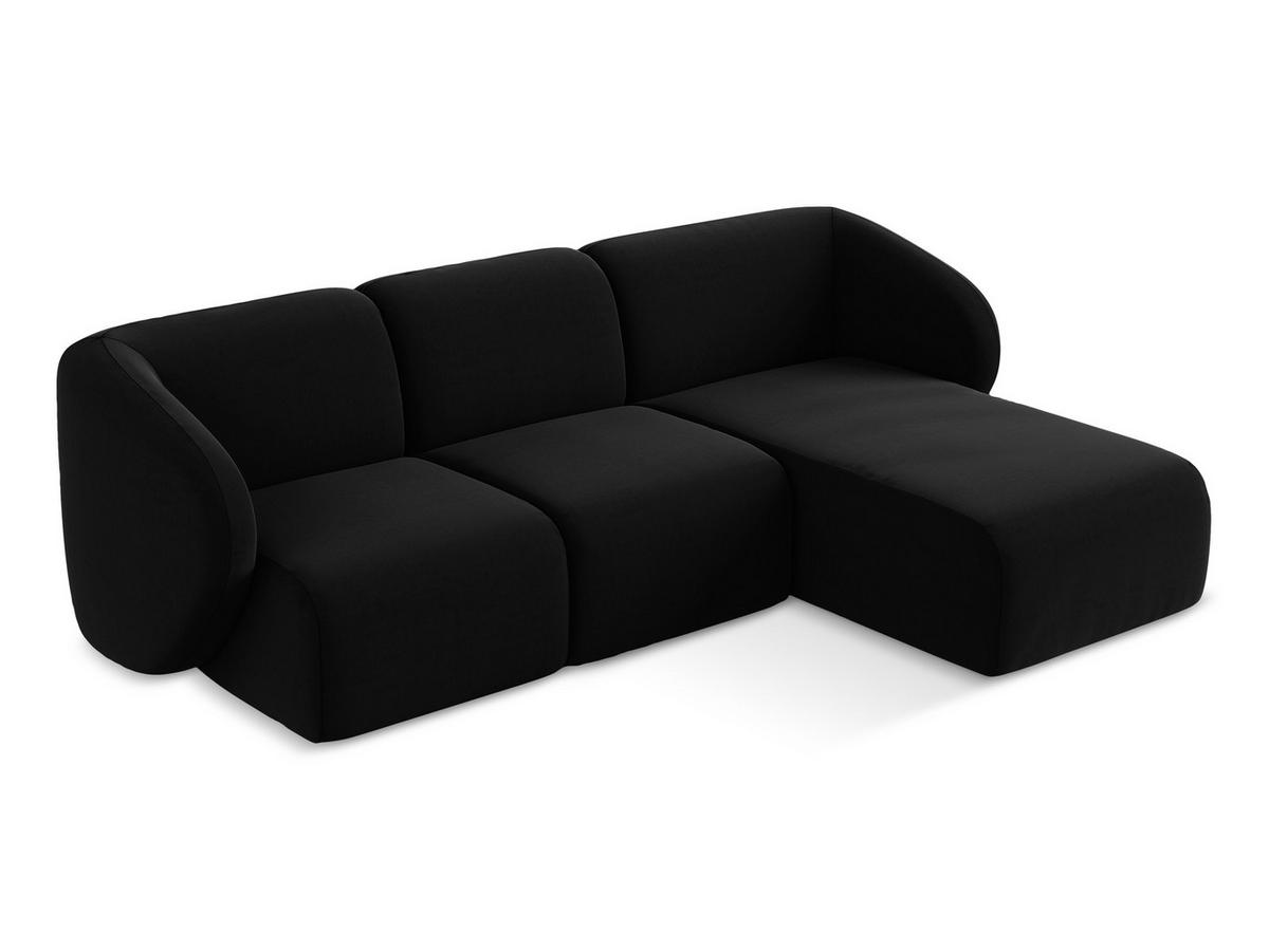 ECKSOFA Rechts Samt Stoff Schwarz - Schwarz, Holzwerkstoff/Kunststoff (248/166cm) - Makamii