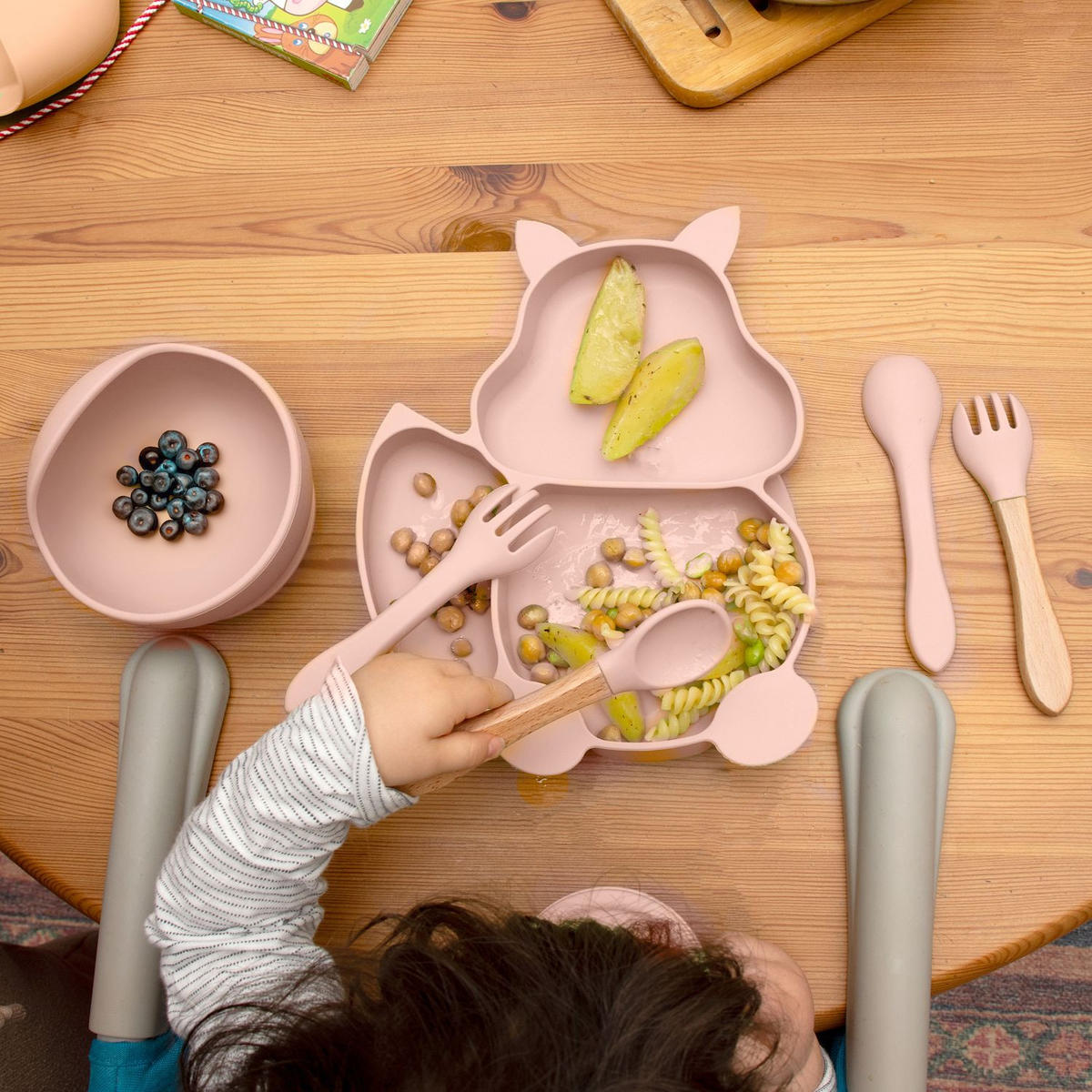 BABY KINDER GESCHIRR SET (8-tlg.) - Rosa, Kunststoff (19/4/24cm) - Intirilife