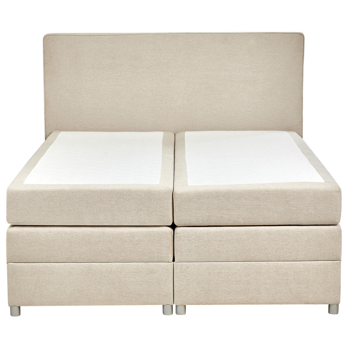 BOXSPRINGBETT 160/200cm Helles Beige Minister - Beige, Textil (160/200cm) - Beliani