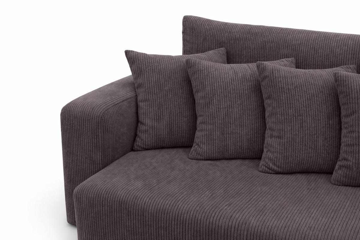SCHLAFSOFA, Cordstoff Poso, Dunkelgrau, PIANO DOUBLE - Dunkelgrau, Holz (246/83/145cm) - Kaiser Möbel