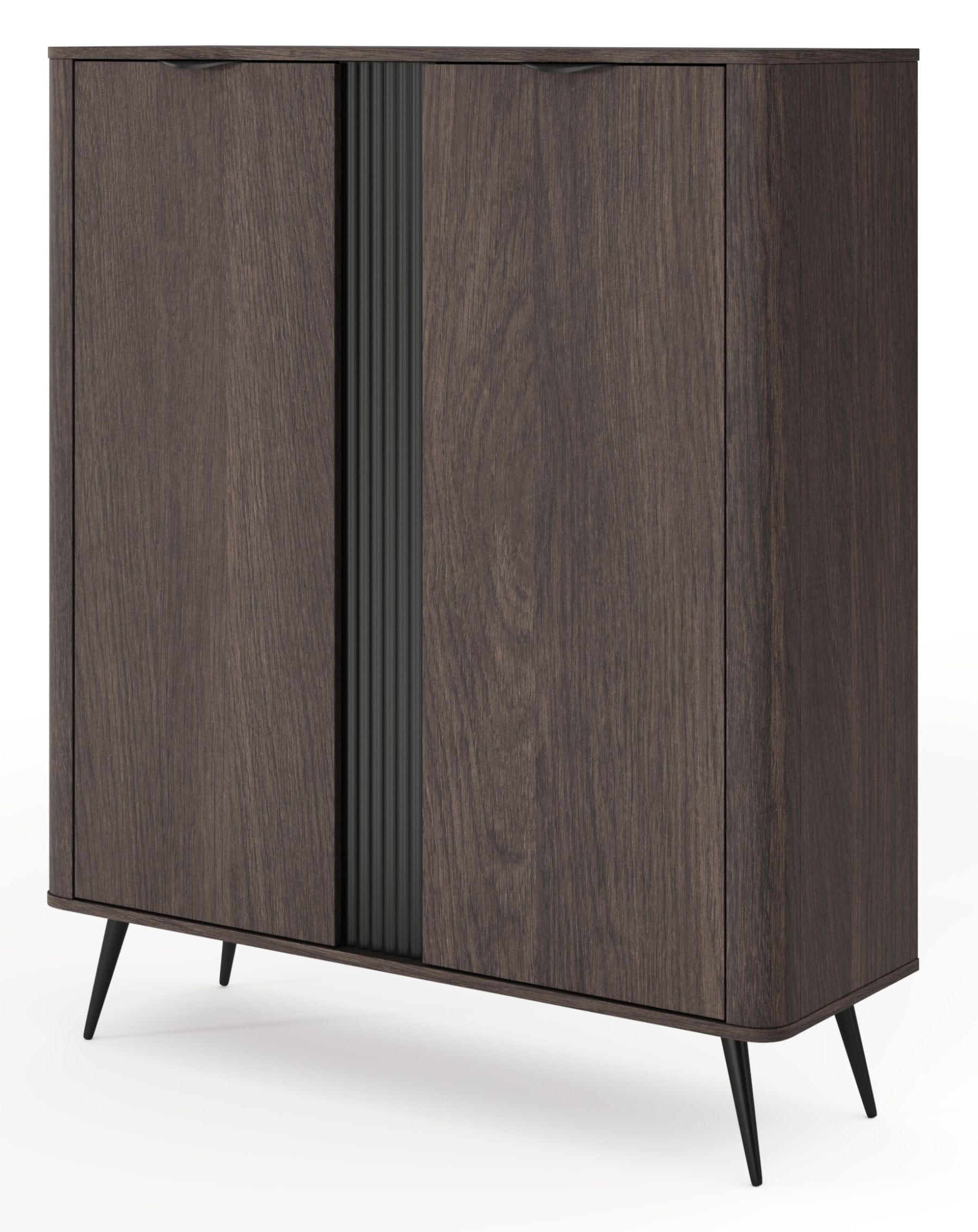 KOMMODE Hoch ERIS Mit Hohen Beinen Und Rillen - Braun, Holzwerkstoff (113.2/134.2/38cm) - Sepro Meble