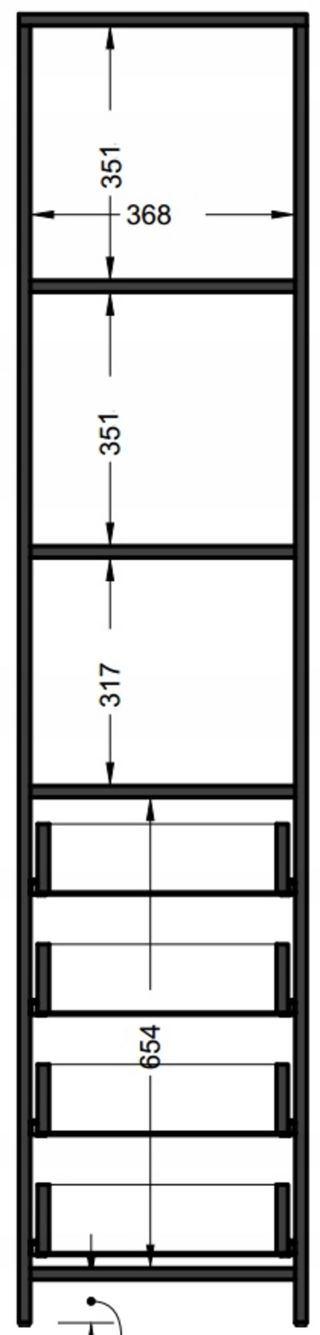 HOCHREGAL BODO R40O 4S Weiß 40/35/182 cm - Weiß, Holzwerkstoff (40/182/35cm) - Matkam Möbel