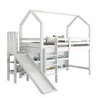 KINDERBETT 90/200 cm mit Rutsche, Treppe, Stauraum und Regal, Weiß - Weiß, Holzwerkstoff (90/200cm) - Redom