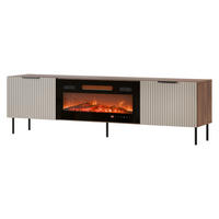 TV-LOWBOARD Almera 06 mit Kamin - Kaschmir/Nussbaumfarben, Holzwerkstoff/Metall (181/53/42cm) - MIRJAN24