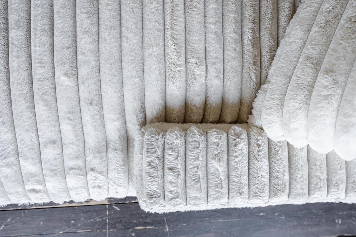 BIG SOFA CADY Cremeweiß Cord - Creme/Schwarz, Kunststoff/Textil (248/73/168cm) - KAWOLA