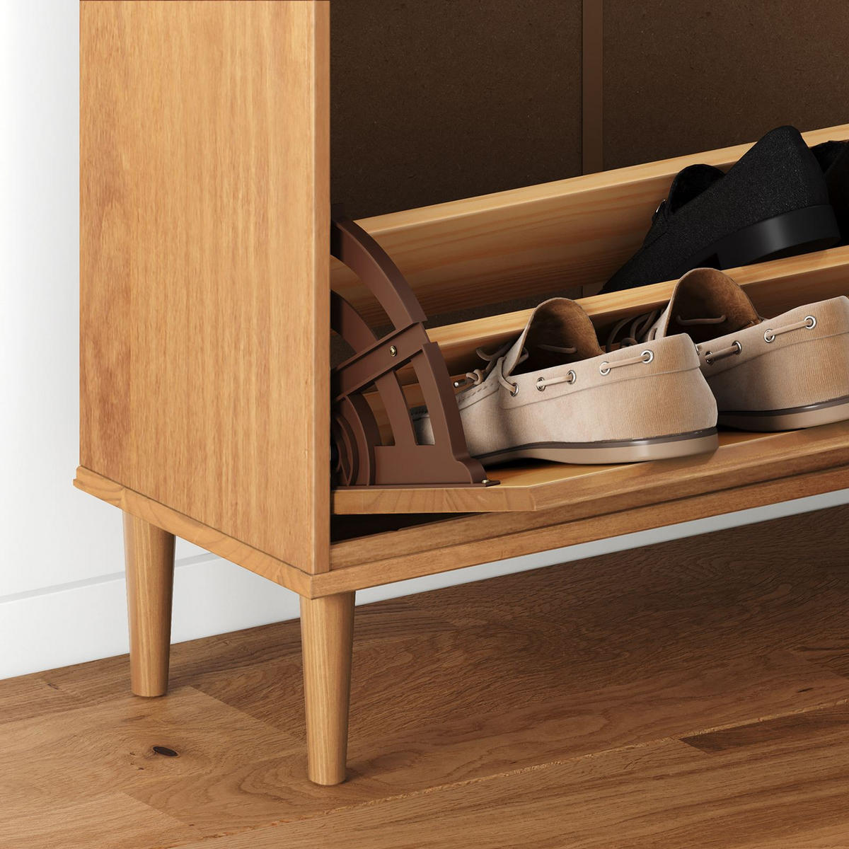 SCHUHKIPPER MIKKA Eiche - Eichefarben, Holz (86/105/30cm) - IDIMEX