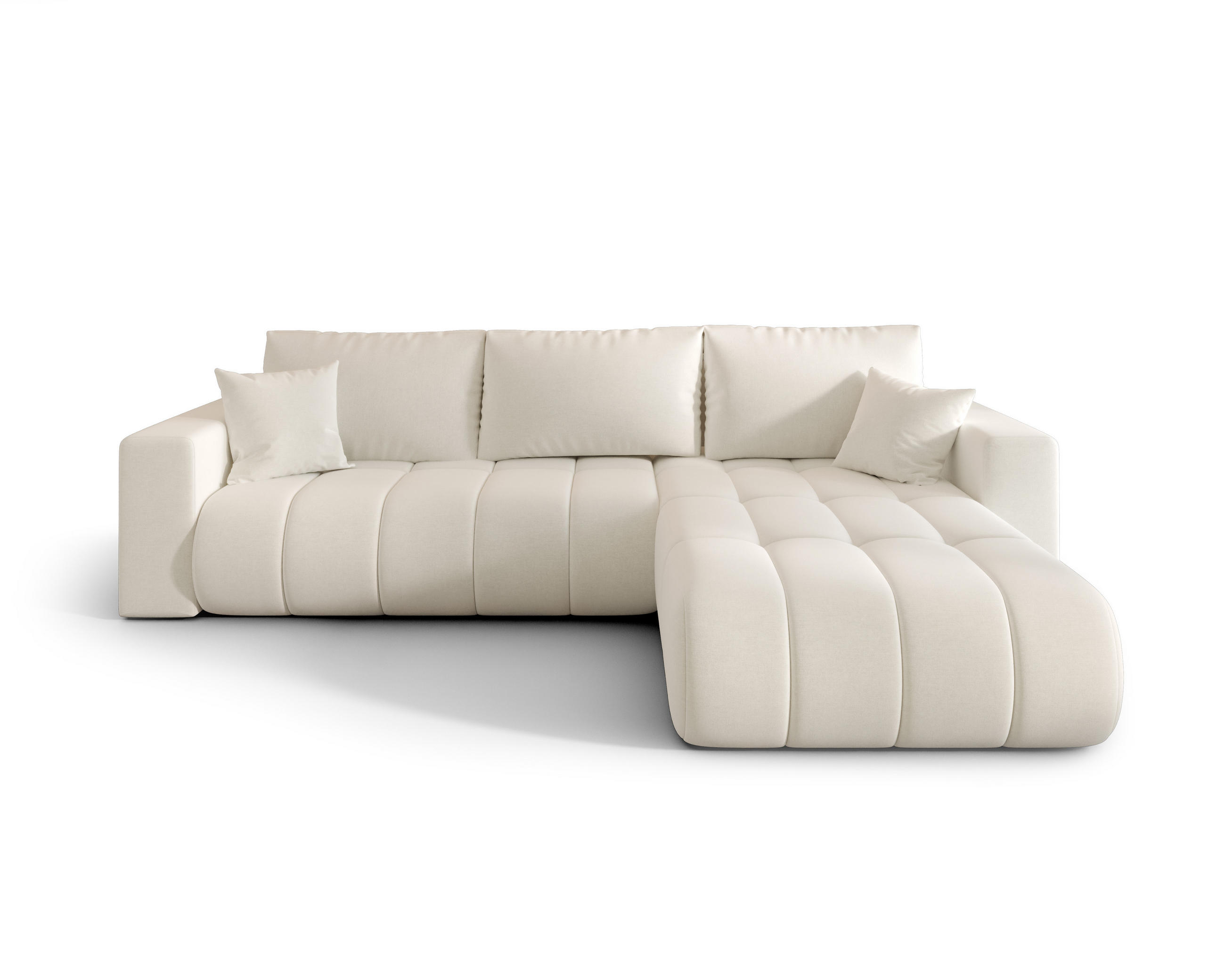 ECKSOFA ARDEN Samt ECRU L - Rechts - Ecru, Textil (280/175cm) - Luxkor24