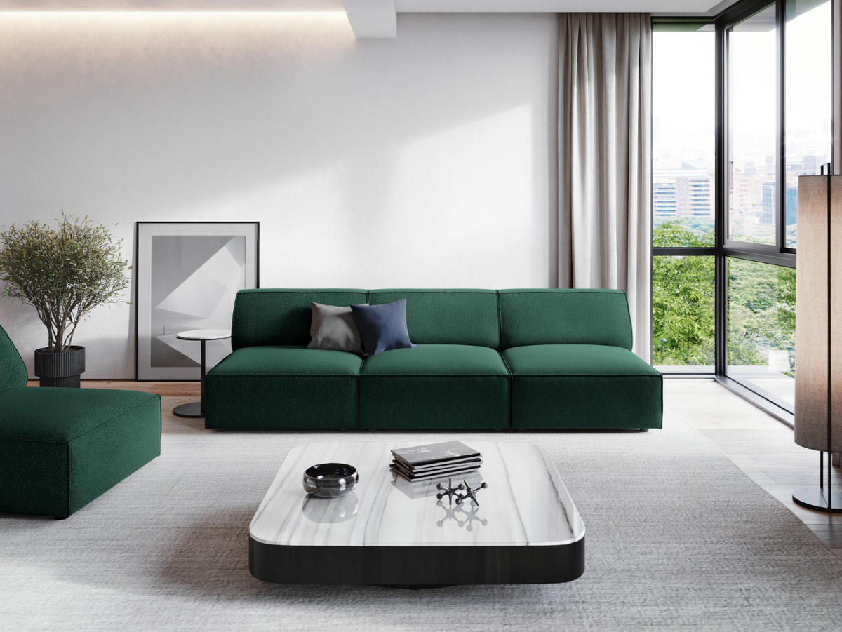 SOFA Jodie aus strukturiertem Stoff grün 3 Sitzplätze - Grün, Textil (102/70/240cm) - Micadoni