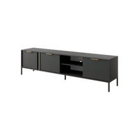 TV-LOWBOARD Valdi F 203 cm Anthrazit / Gold - mit 3 Türen und offener Nische - Anthrazit/Gelb, Holz/Holzwerkstoff (203/53/39cm) - Ravio